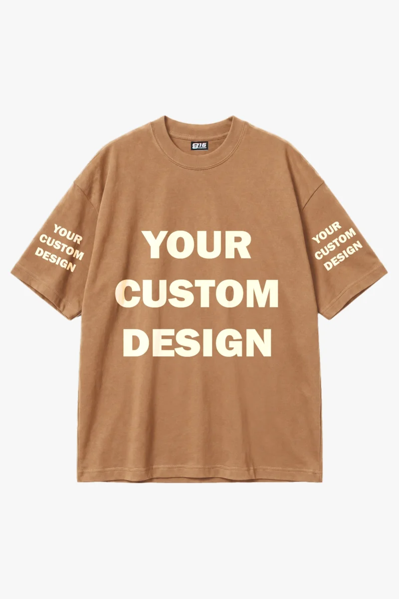 Özel Tasarım 816 Design Kahverengi Basic Premium Oversize Tshirt