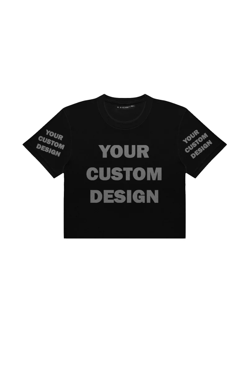 Özel Tasarım Basic Kadın Siyah Crop Top