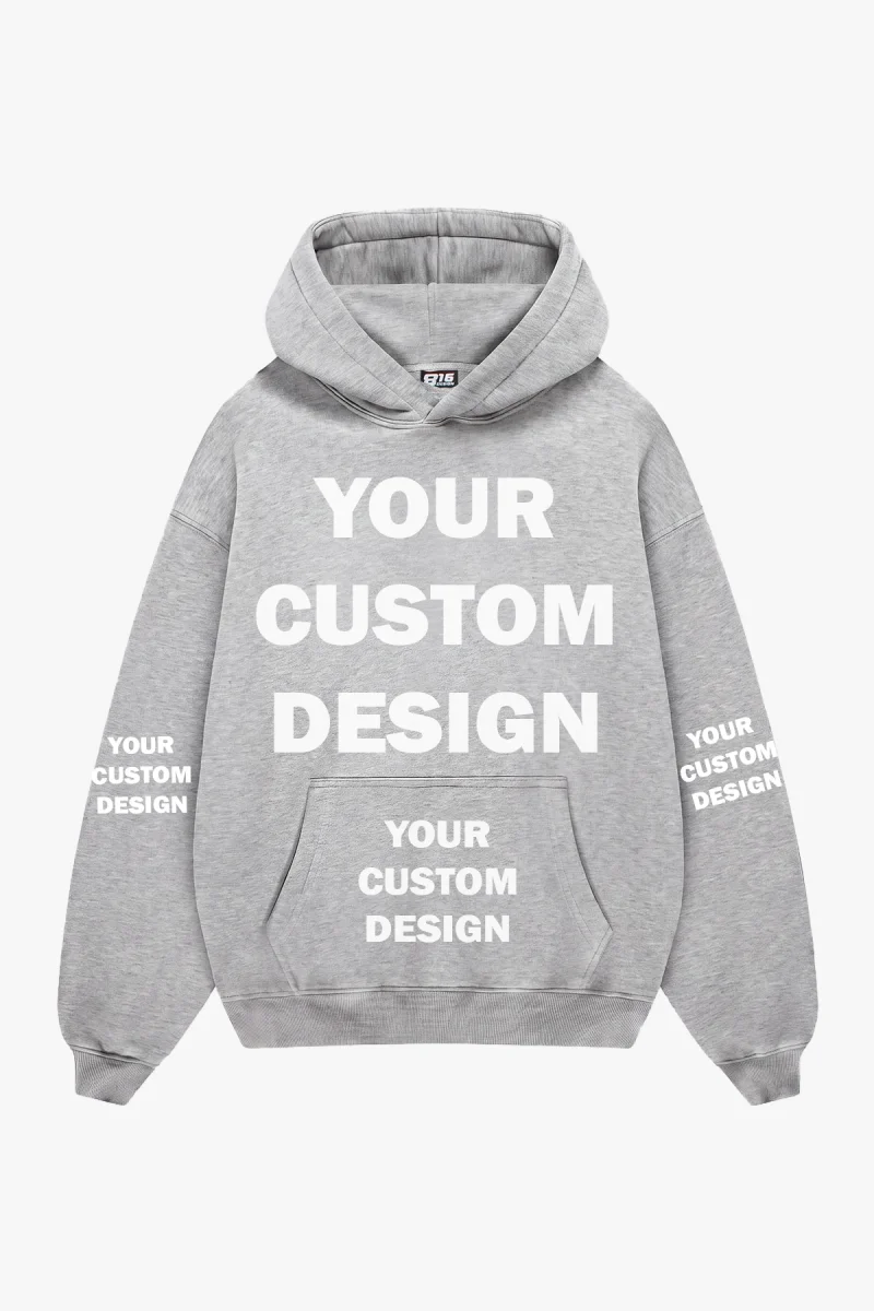 Özel Tasarım Basic Oversize Unisex Açık Gri Hoodie