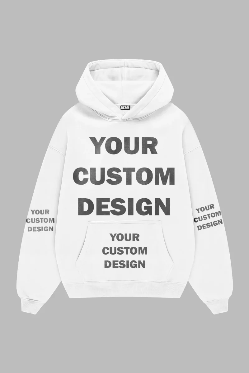 Özel Tasarım Basic Oversize Unisex Beyaz Hoodie