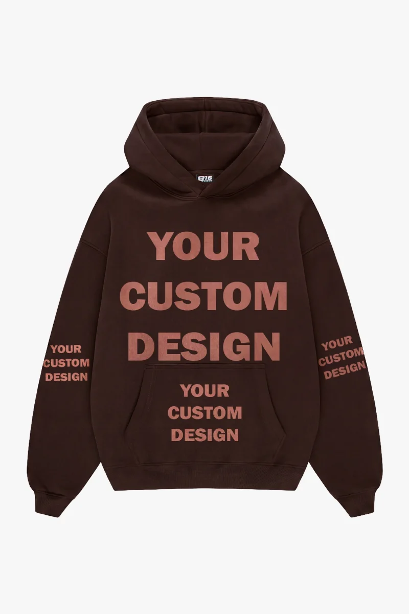 Özel Tasarım Basic Oversize Unisex Kahverengi Hoodie