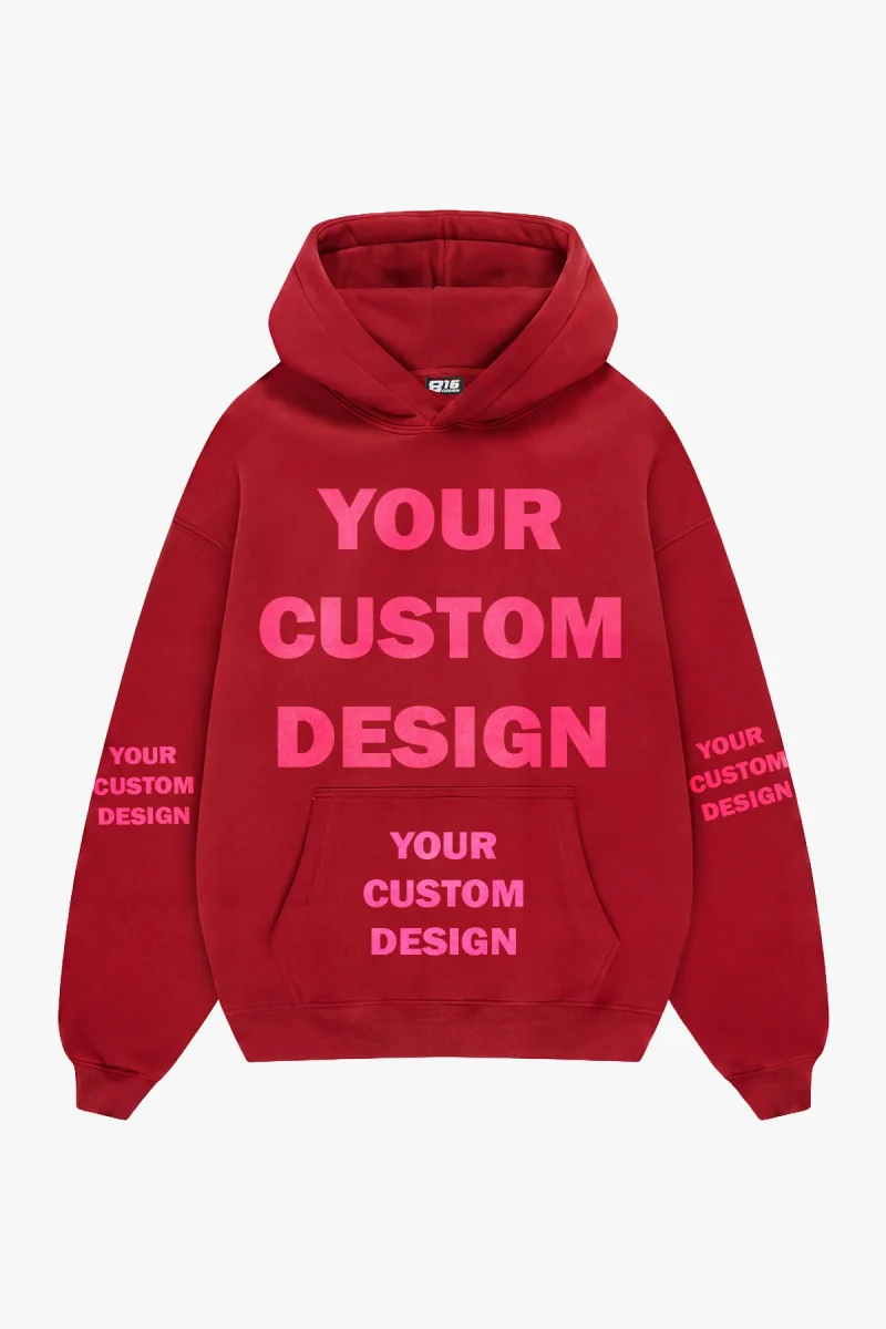 Özel Tasarım Basic Oversize Unisex Kırmızı Hoodie