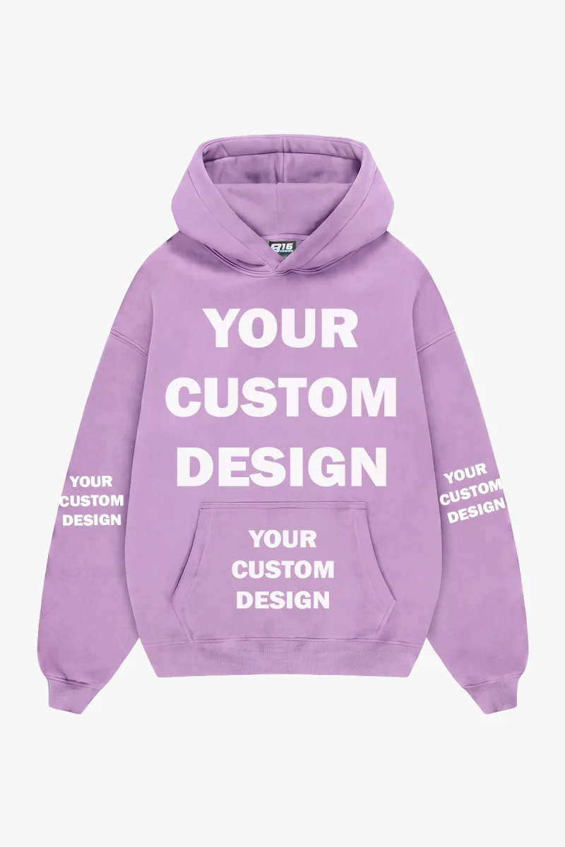 Özel Tasarım Basic Oversize Unisex Mor Hoodie