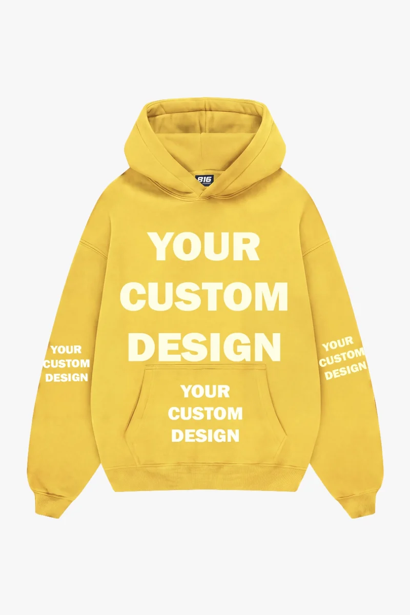 Özel Tasarım Basic Oversize Unisex Sarı Hoodie