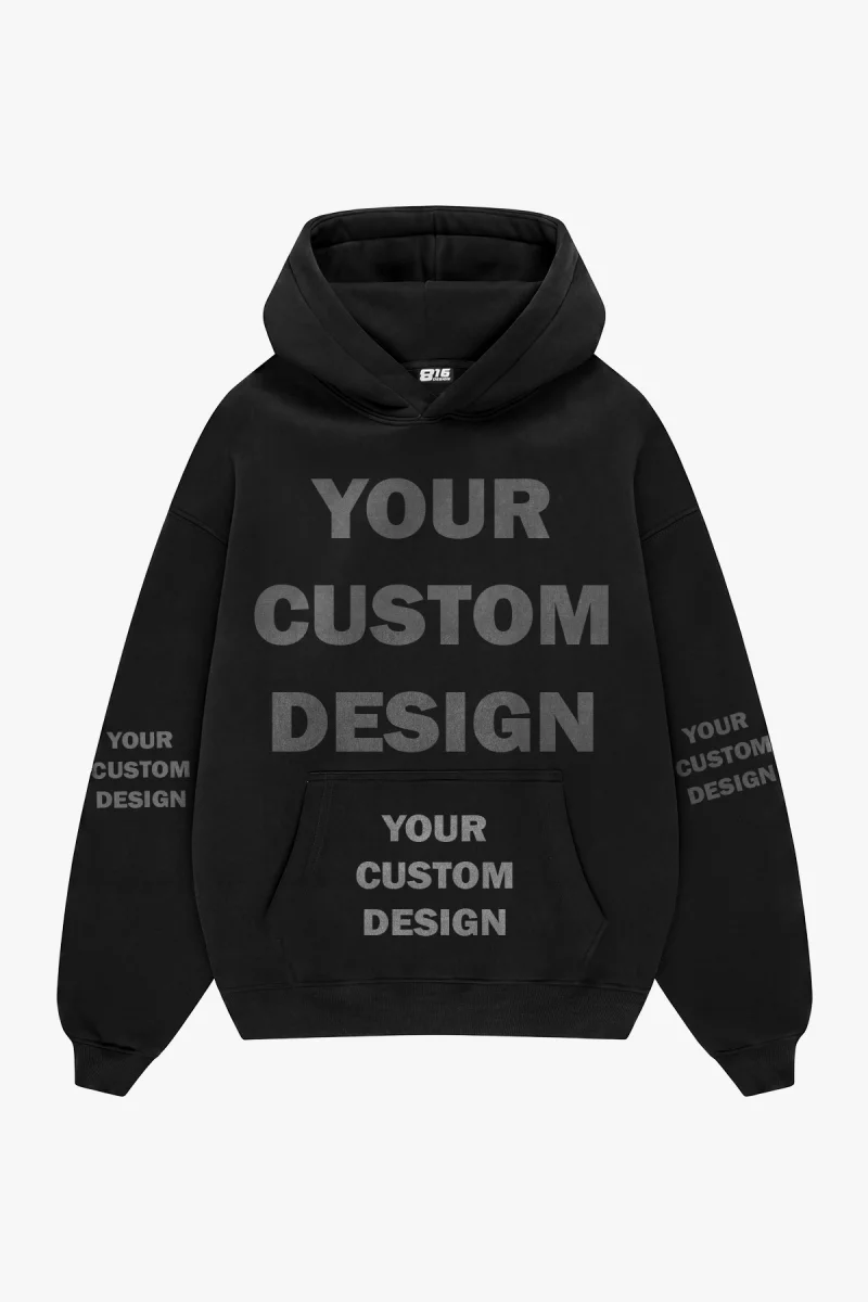 Özel Tasarım Basic Oversize Unisex Siyah Hoodie