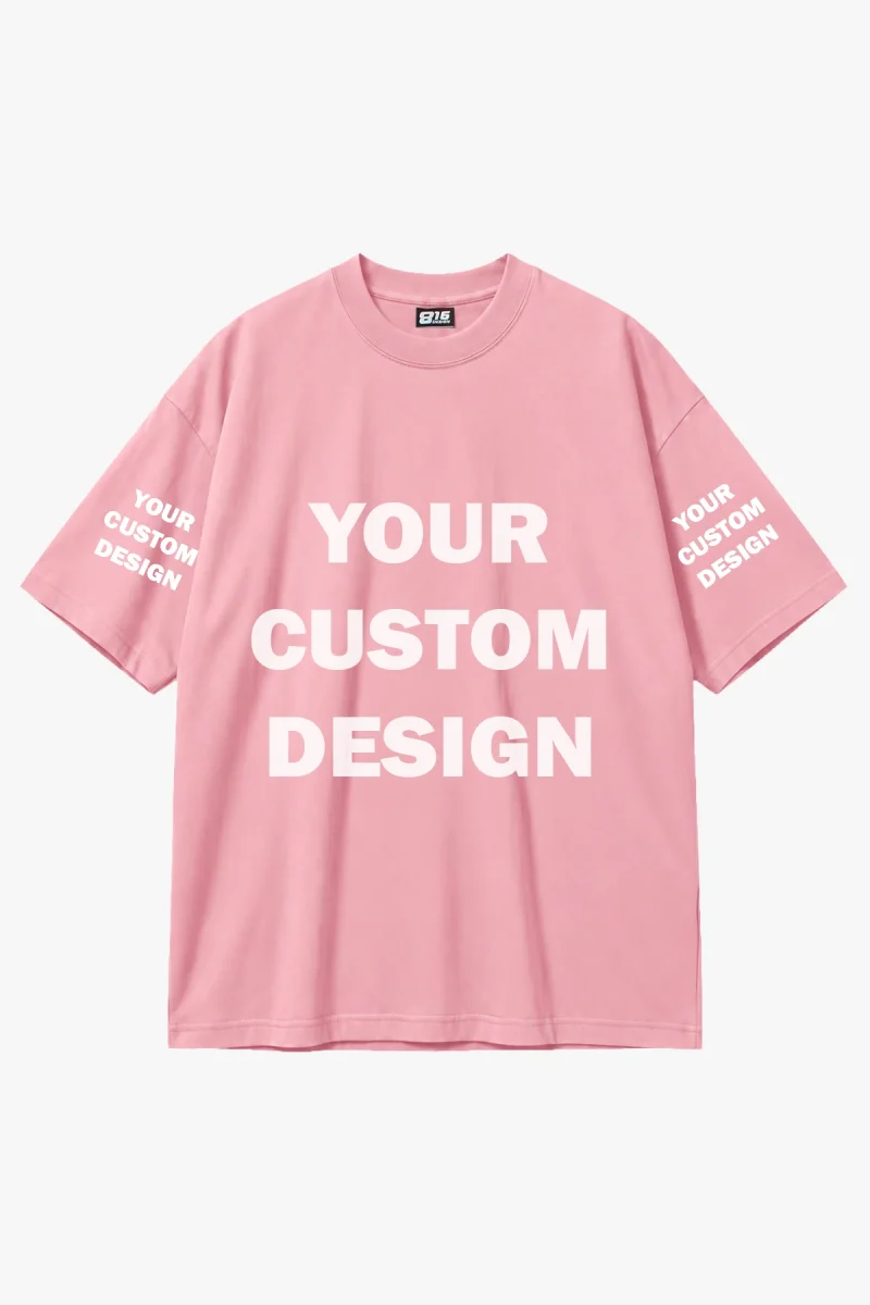 Özel Tasarım Basic Pembe Oversize Unisex Tshirt
