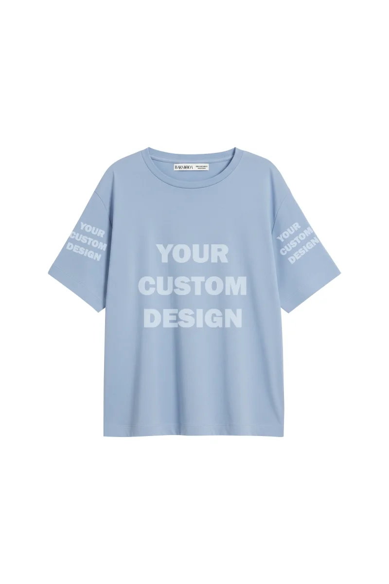 Özel Tasarım Basic Relaxed Fit Bebe Mavisi Kadın Tshirt