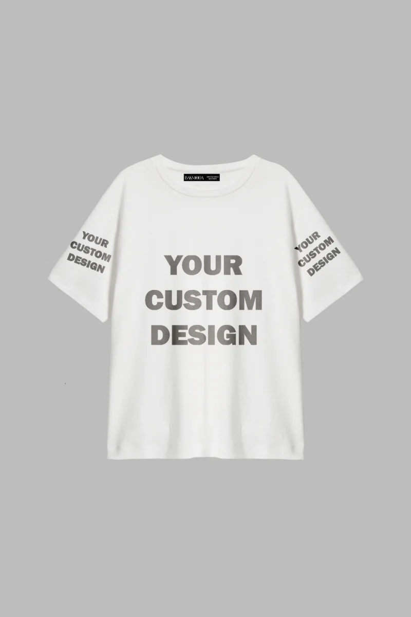 Özel Tasarım Basic Relaxed Fit Beyaz Kadın Tshirt