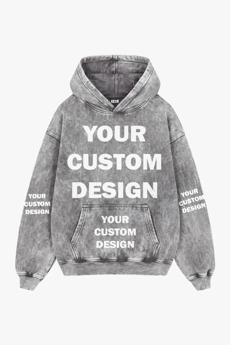 Özel Tasarım Yıkamalı Beyaz Basic Oversize Unisex Hoodie
