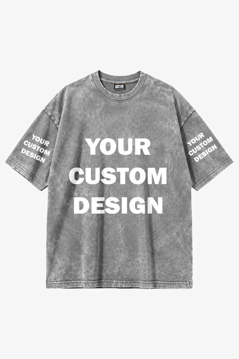Özel Tasarım Yıkamalı Beyaz Basic Oversize Unisex Tshirt