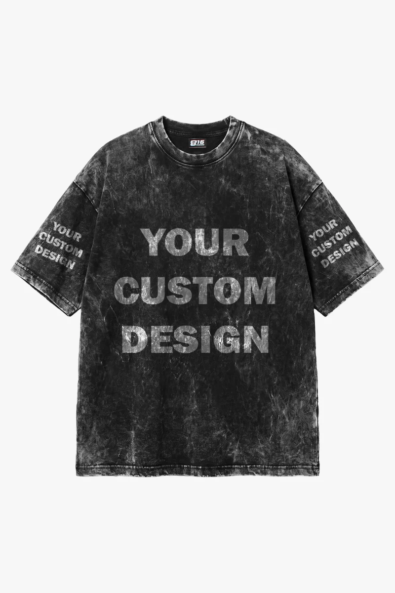 Özel Tasarım Yıkamalı Siyah Basic Oversize Unisex Tshirt