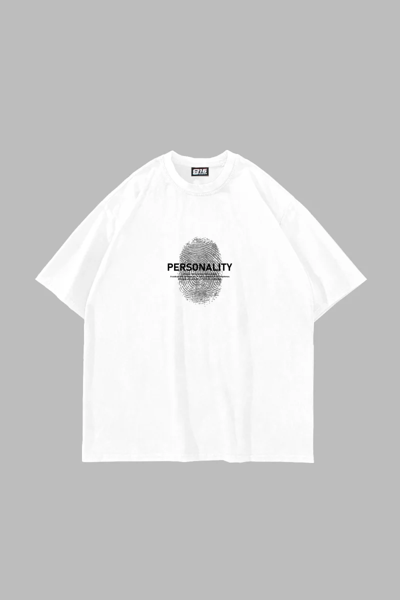 Personality Baskılı Oversize Unisex Beyaz Tshirt