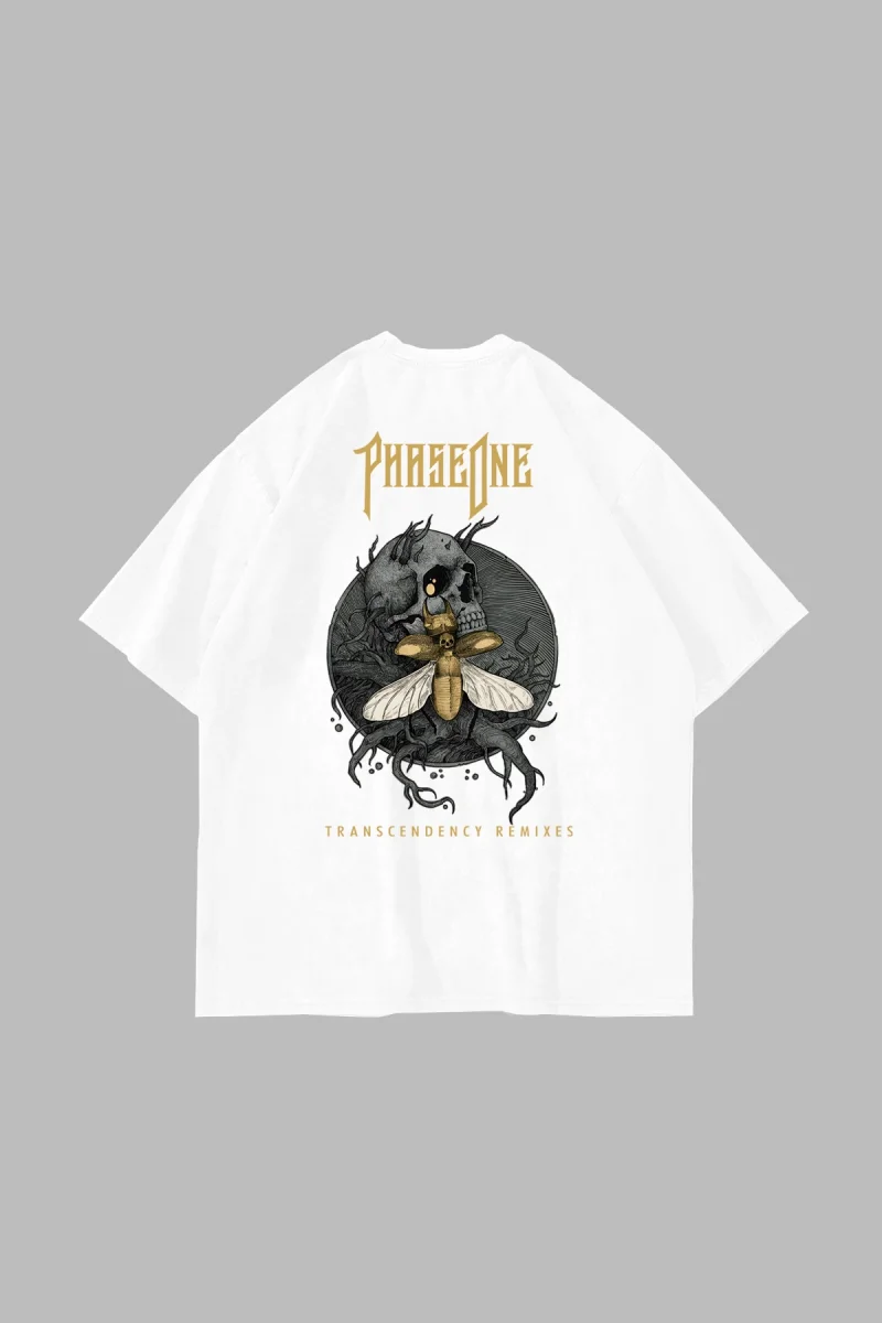 Phaseone Sırt Baskılı Beyaz Unisex Oversize Tshirt