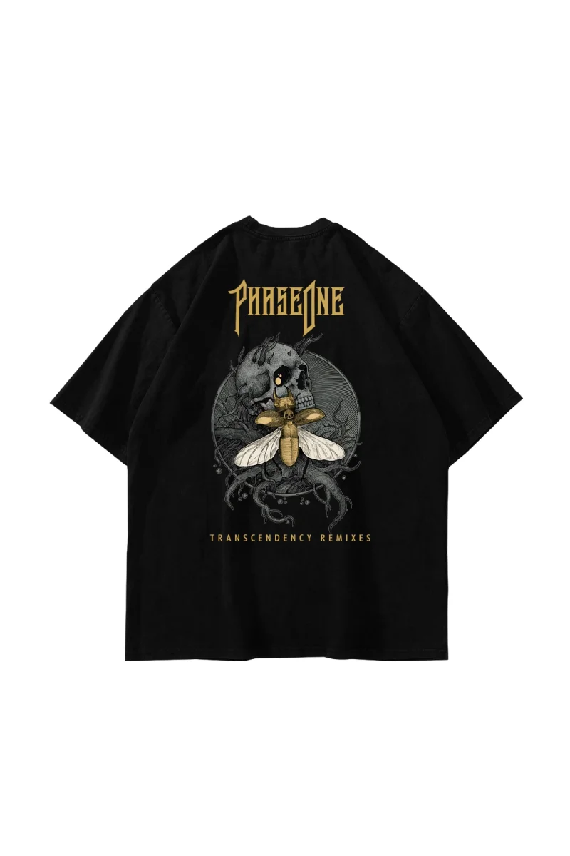Phaseone Sırt Baskılı Siyah Unisex Oversize Tshirt