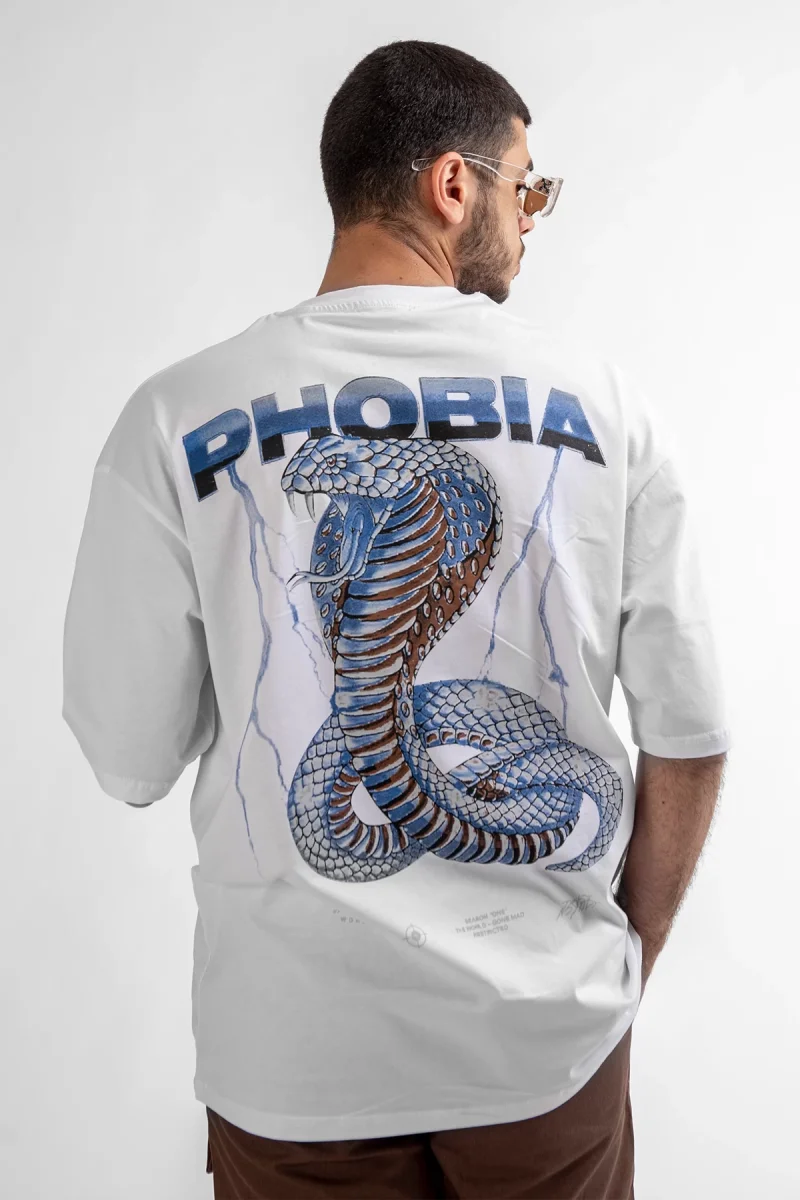 Phobia Sırt Baskılı Beyaz Unisex Oversize Tshirt