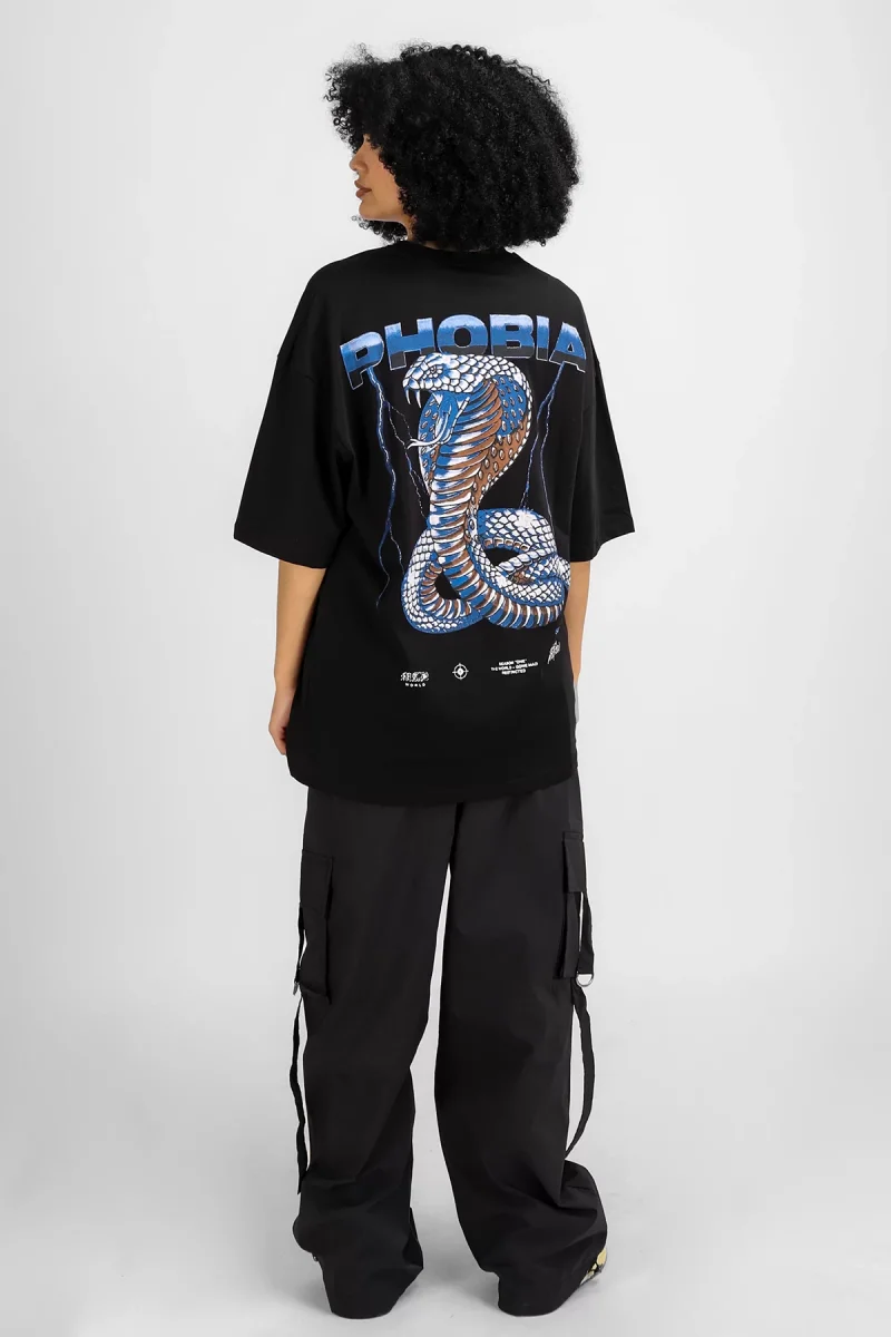 Phobia Sırt Baskılı Siyah Unisex Oversize Tshirt