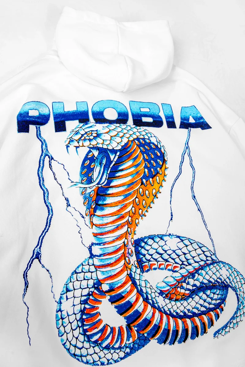 Phobia Sırt Baskılı Unisex Oversize Beyaz Hoodie