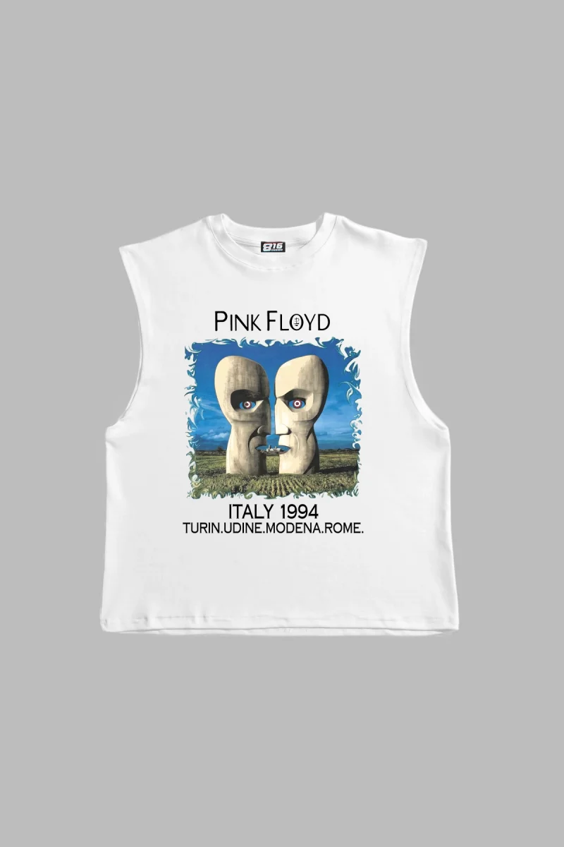 Pink Floyd Baskılı Beyaz Sıfır Kol Tişört