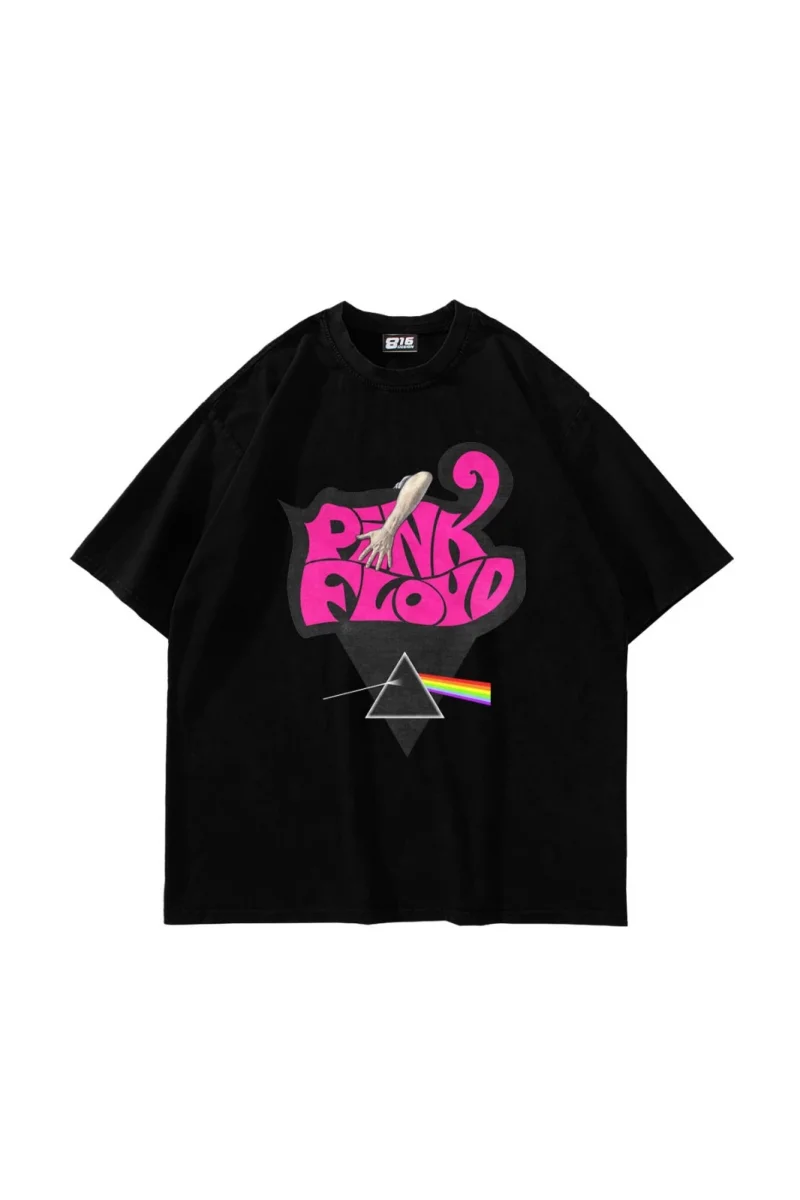 Pink Floyd Baskılı Oversize Unisex Siyah Tshirt