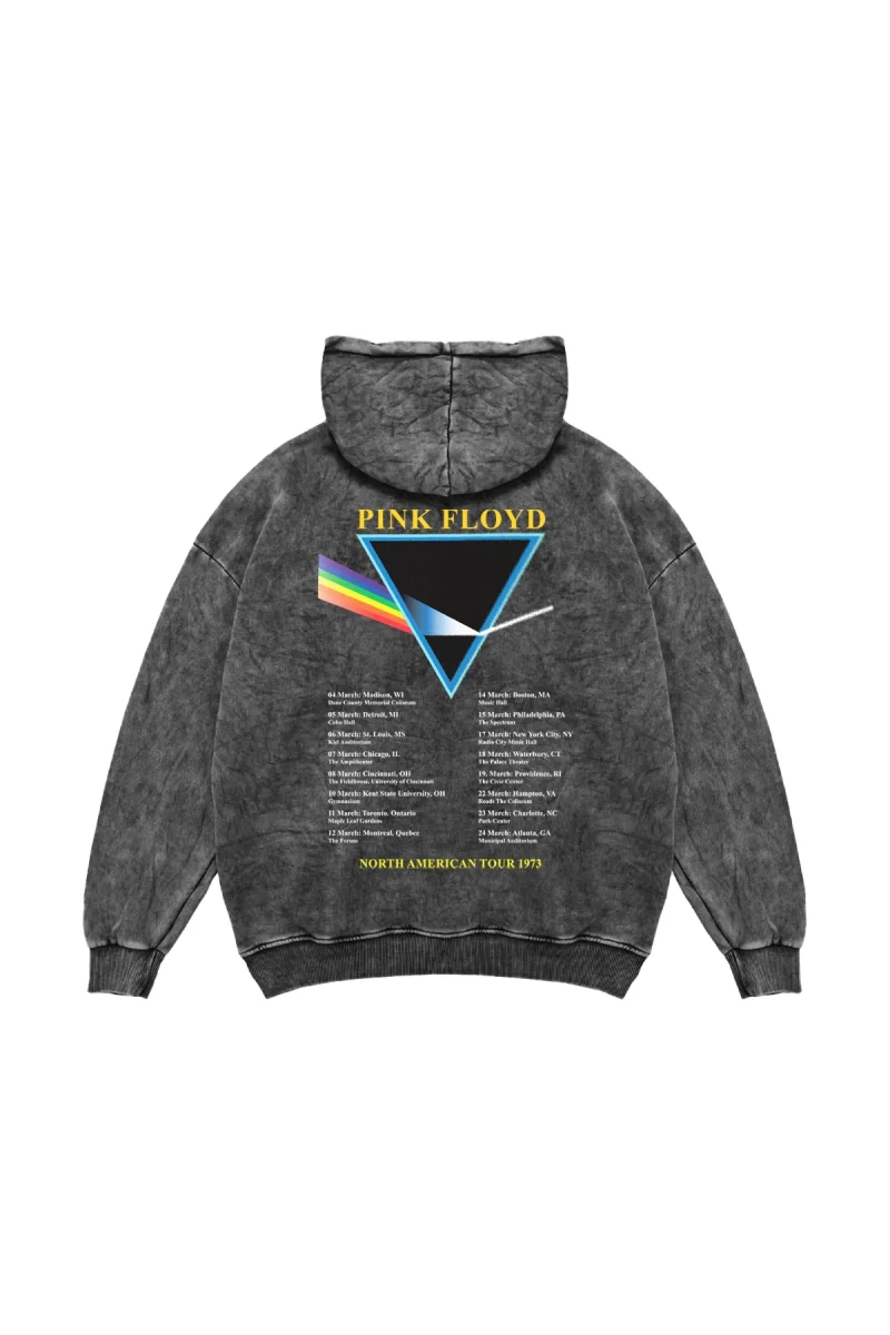 Pink Floyd V2 Baskılı Oversize Unisex Yıkamalı Siyah Hoodie