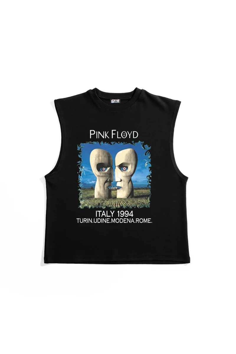 Pink Floyd Baskılı Siyah Sıfır Kol Tişört