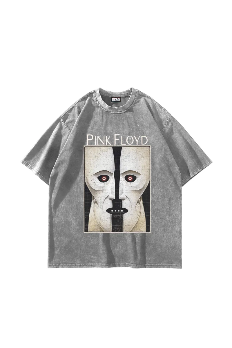 Pink Floyd Division Baskılı Oversize Unisex Yıkamalı Beyaz Tshirt