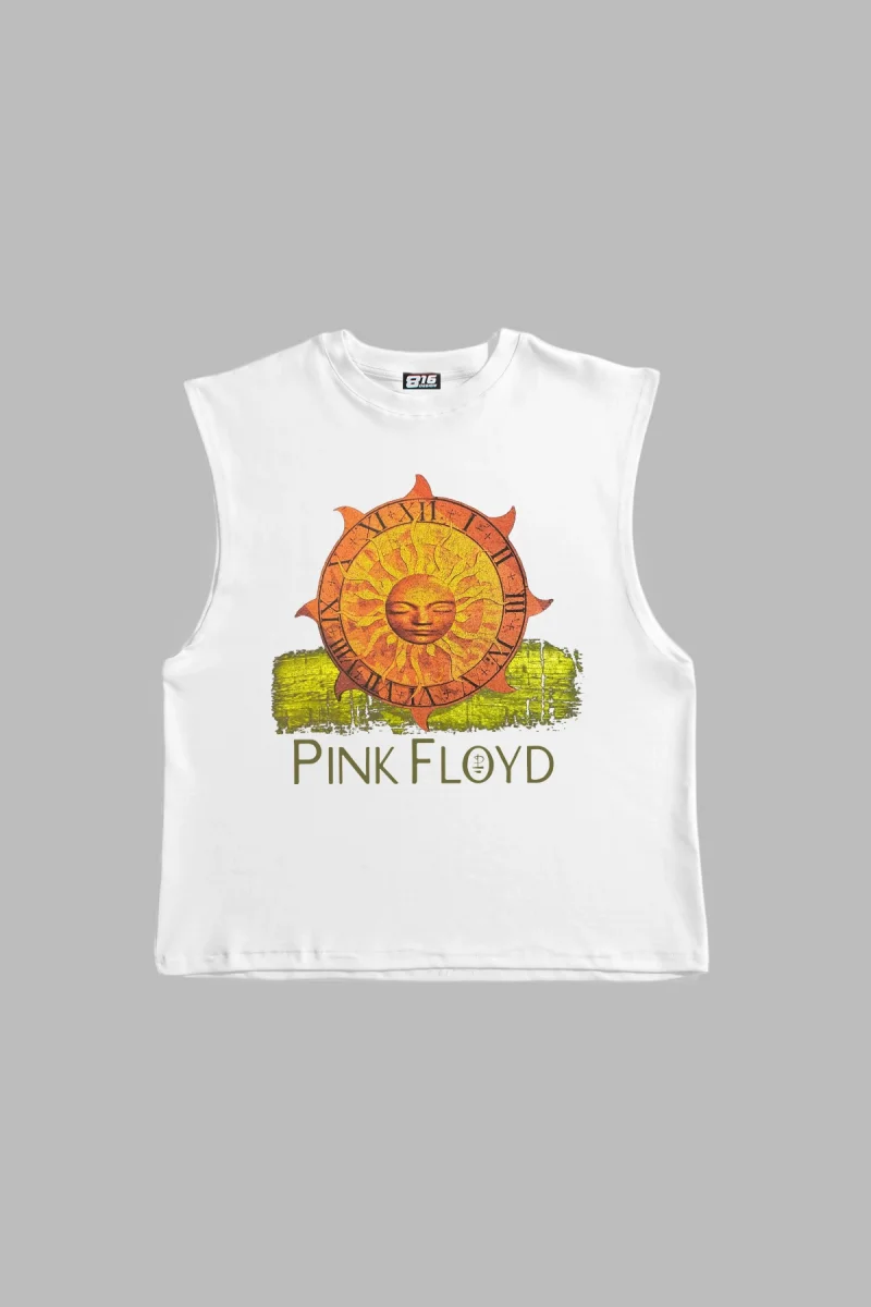 Pink Floyd Güneş Baskılı Beyaz Sıfır Kol Tişört