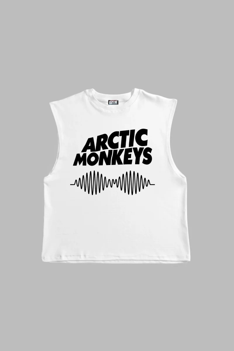 Arctic Monkeys Baskılı Beyaz Sıfır Kol Tshirt