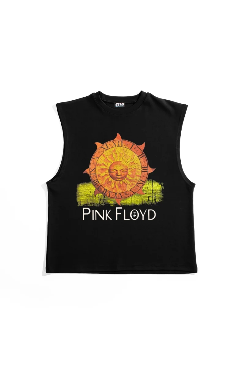 Pink Floyd Güneş Baskılı Siyah Sıfır Kol Tişört