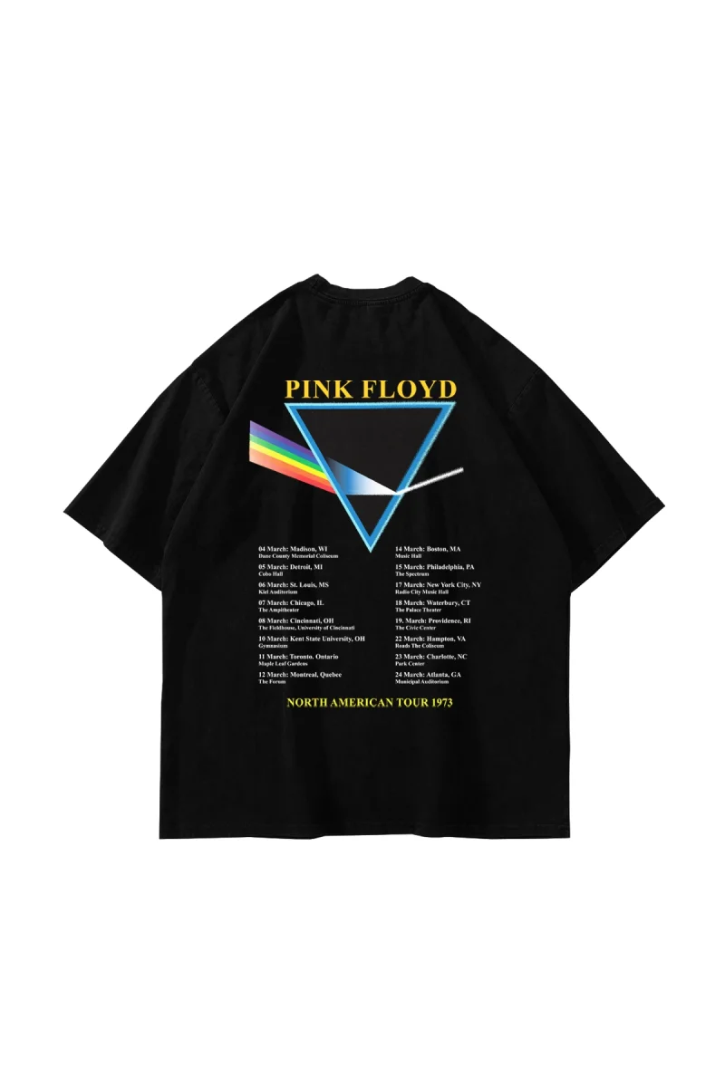 Pink Floyd V2 Baskılı Oversize Unisex Siyah Tshirt