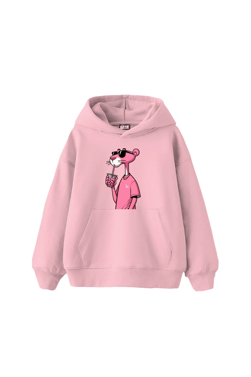 Pink Panther V2 Baskılı Oversize Unisex Pembe Hoodie