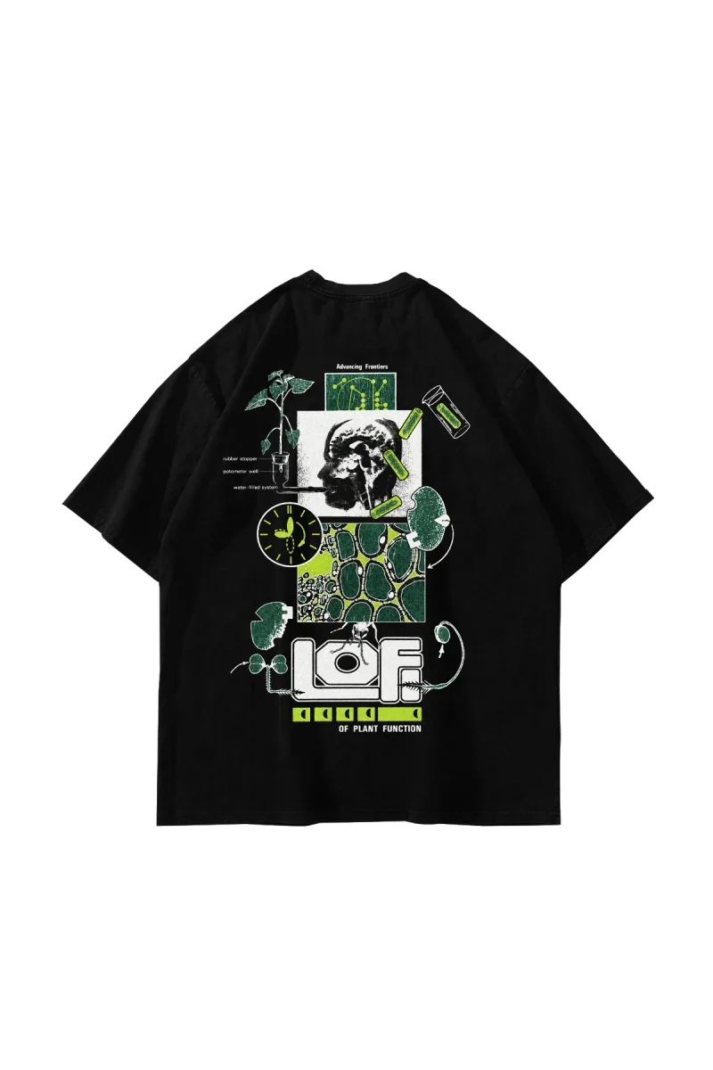 Plant Function Sırt Baskılı Siyah Oversize Unisex T-shirt
