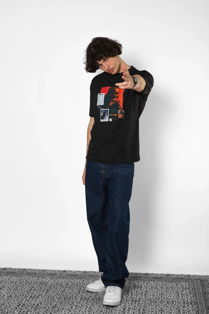 Post Malone Baskılı Oversize Unisex Siyah Tshirt