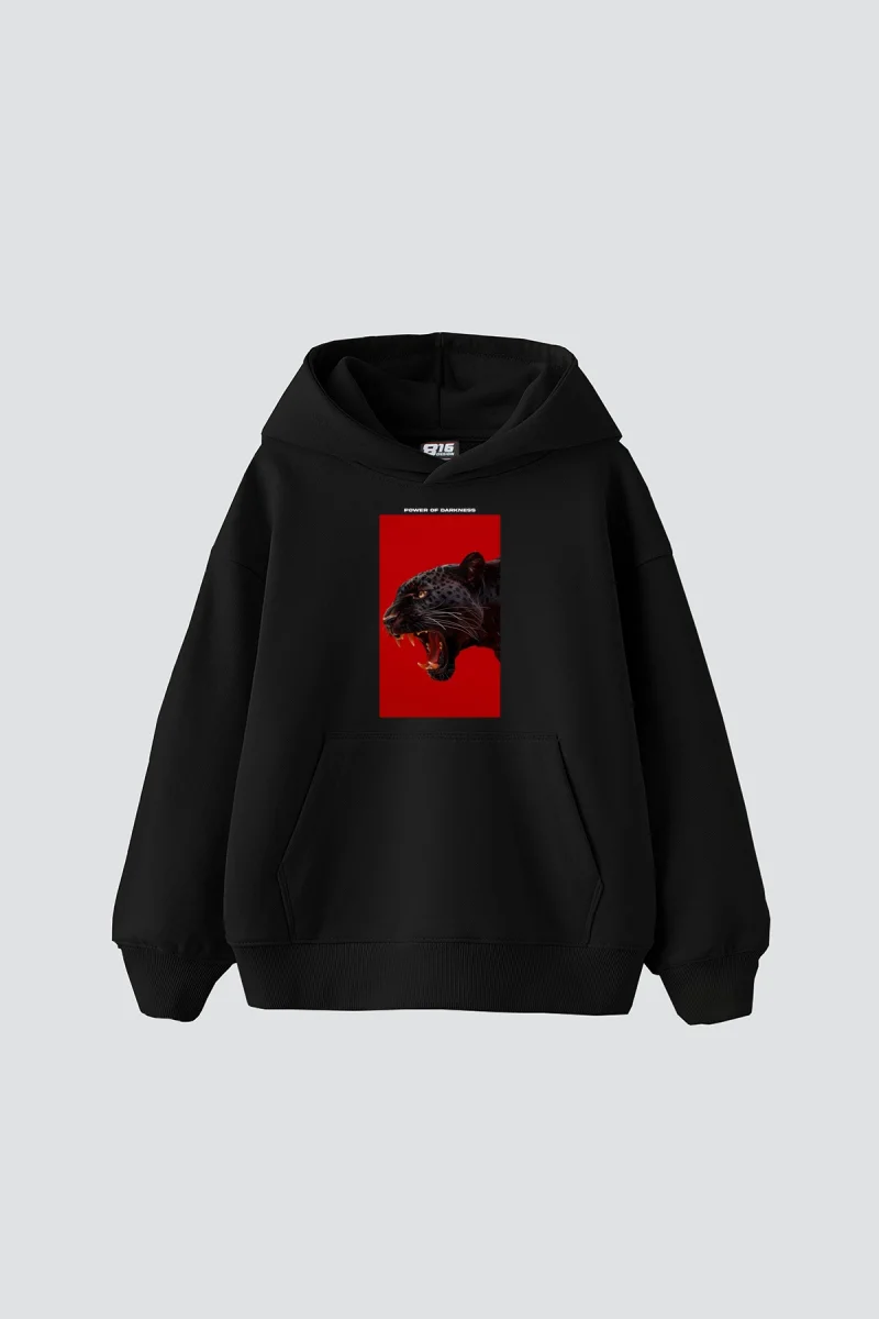 Power Of Darkness Baskılı Oversize Unisex Siyah Hoodie