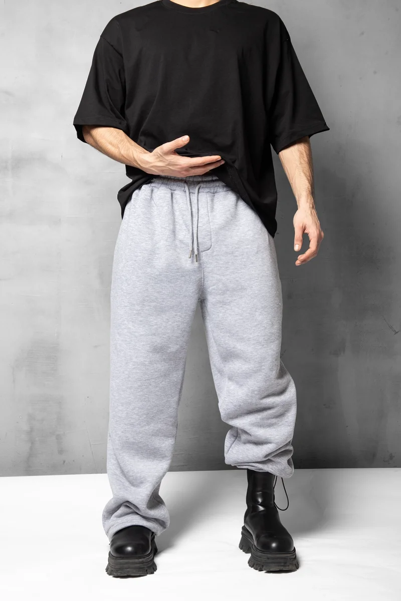 Premium Basic Wide Leg Erkek Gri Eşofman Altı