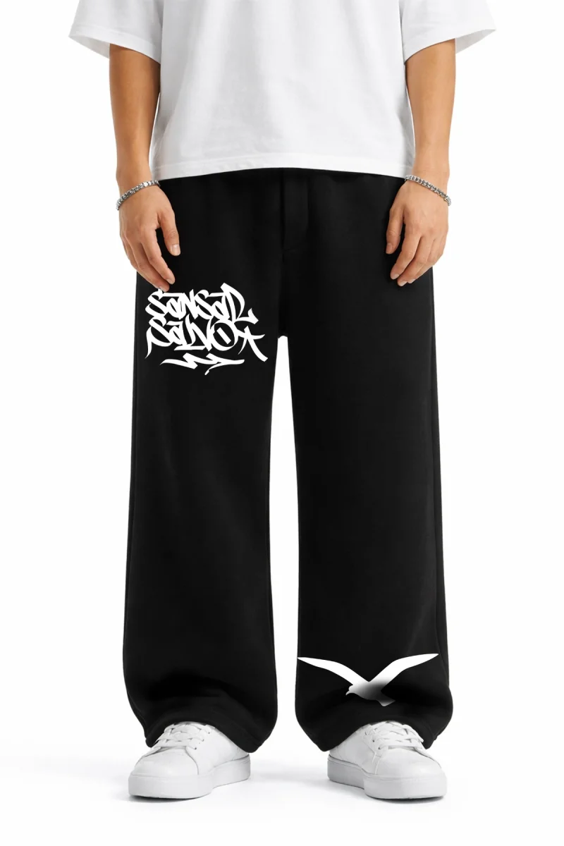 Premium Sansar Salvo Wide Leg Erkek Siyah Eşofman Altı