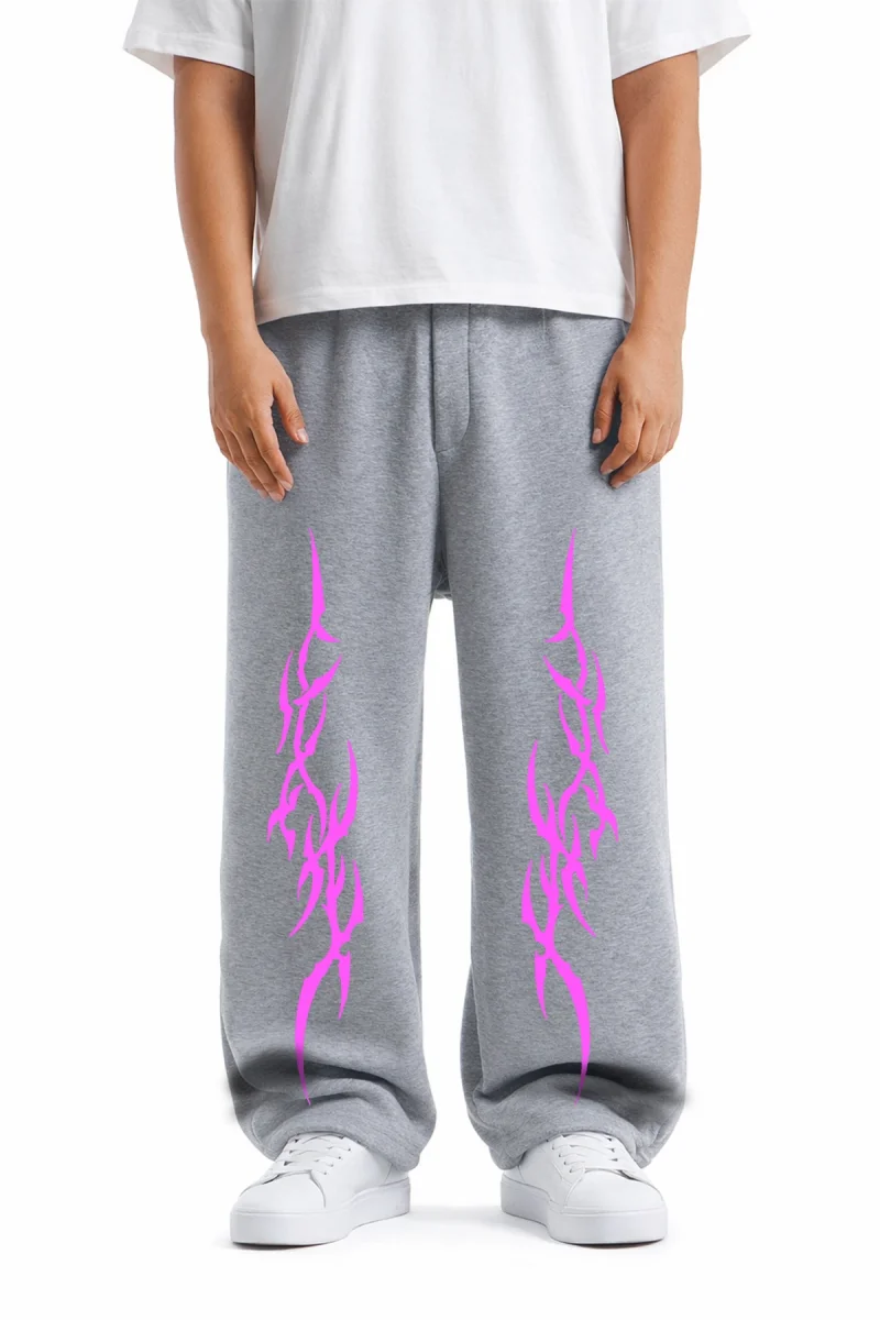 Premium Sharp Pink Wide Leg Erkek Gri Eşofman Altı