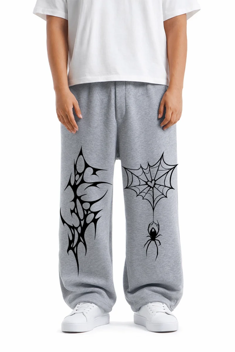 Premium Spider Web Leg Erkek Gri Eşofman Altı