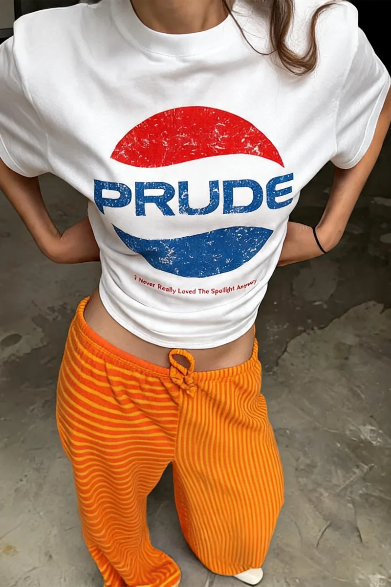 Prude Logolu Oversize Beyaz Tshirt