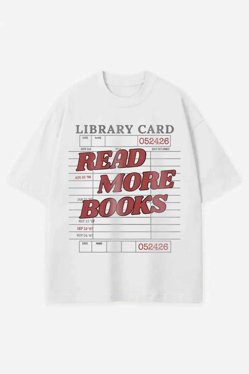 Read More Books Baskılı Beyaz Oversize Tshirt