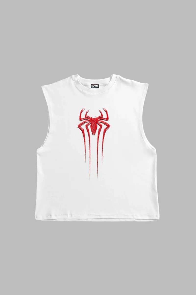 Red Spider Graphic Baskılı Beyaz Sıfır Kol Tshirt