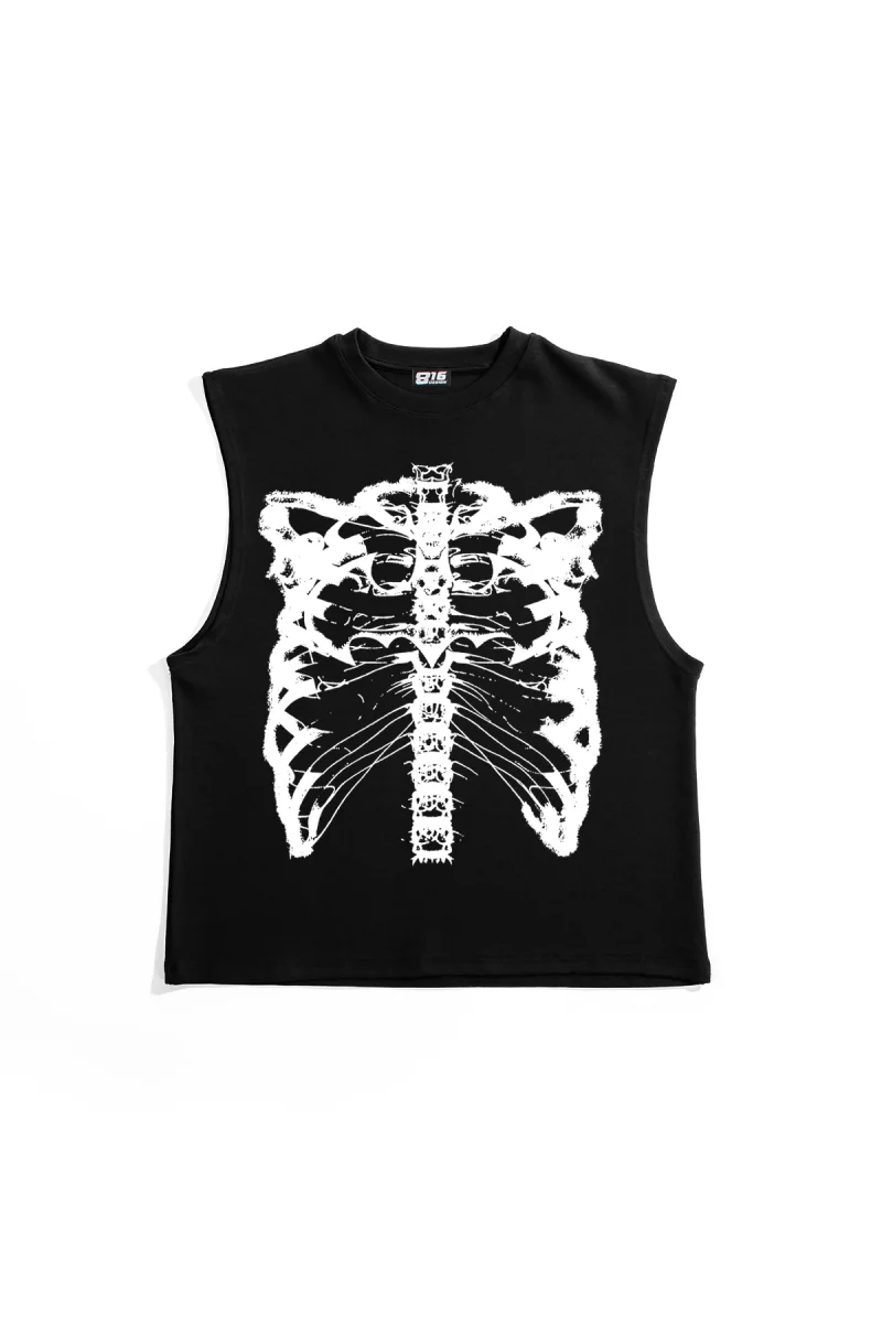 Resilience Tipografik Baskılı Siyah Sıfır Kol Tshirt