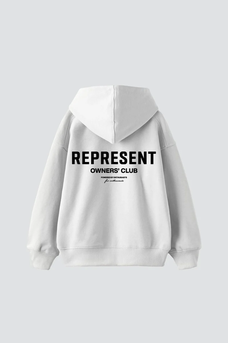 RPRSNT Baskılı Oversize Unisex Beyaz Hoodie