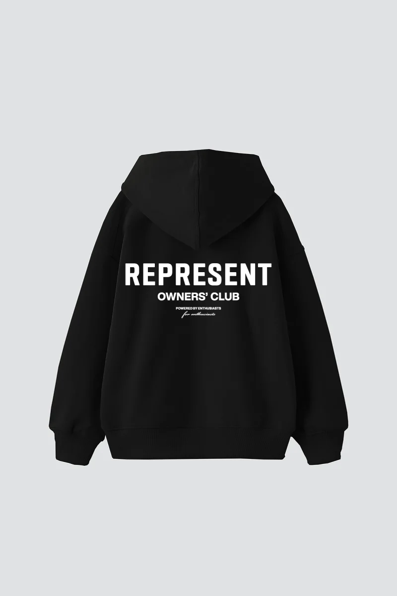 RPRSNT Baskılı Oversize Unisex Siyah Hoodie
