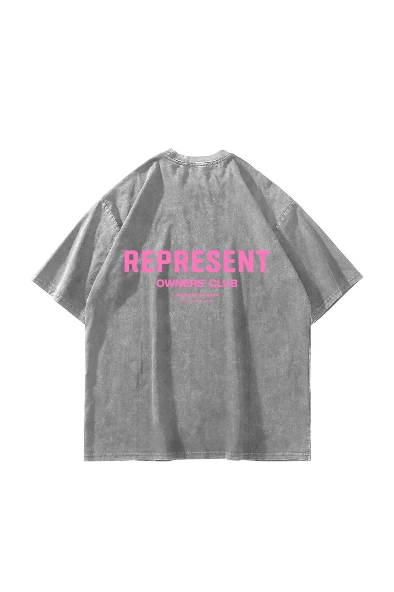 RPRSNT Baskılı Oversize Unisex Yıkamalı Beyaz Tshirt