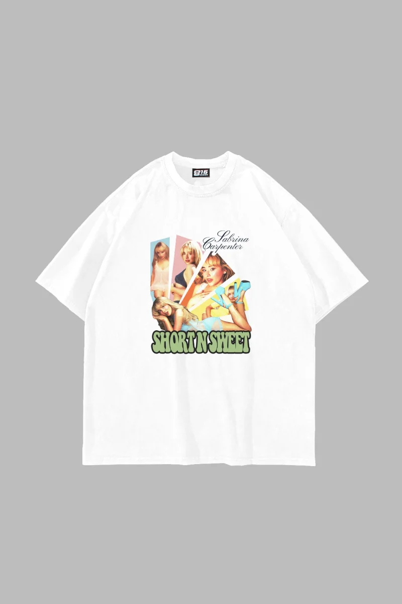 Sabrina Carpenter Baskılı Oversize Unisex Beyaz Tshirt