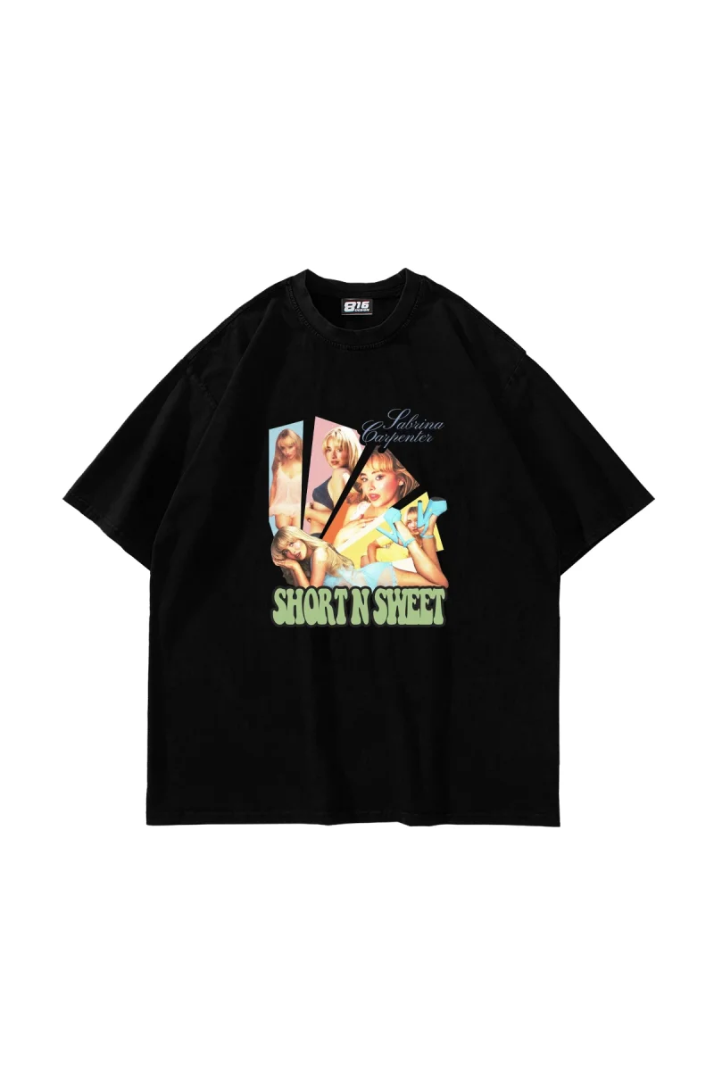 Sabrina Carpenter Baskılı Oversize Unisex Siyah Tshirt