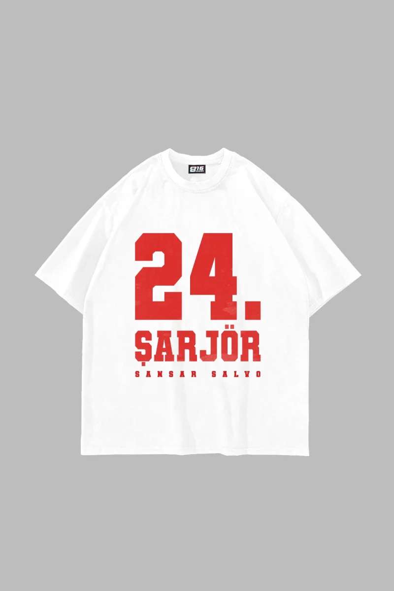 Sansar Salvo Baskılı Oversize Unisex Beyaz Tshirt