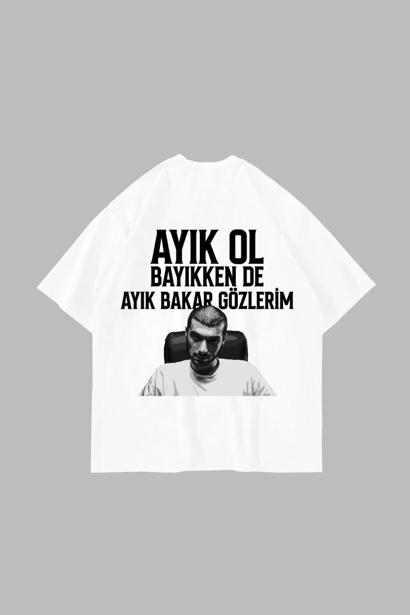 Sansar Salvo Baskılı Oversize Unisex Beyaz Tshirt
