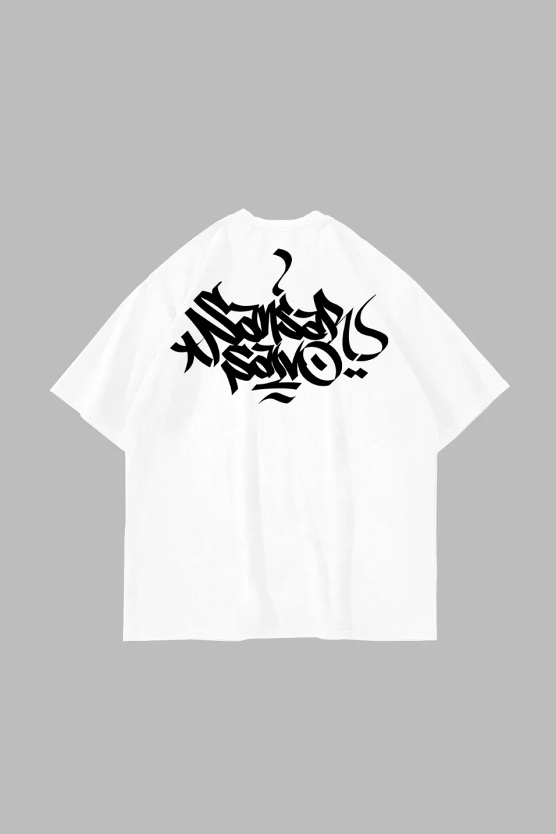 Sansar Salvo Baskılı Oversize Unisex Beyaz Tshirt